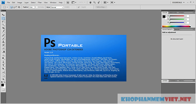 Giao diện Photoshop CS4 bản Portable